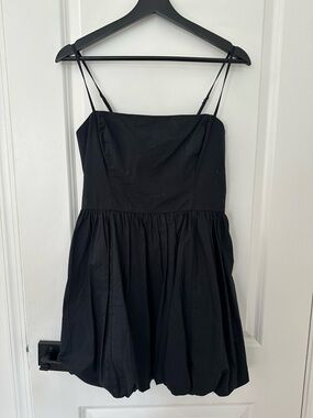 Abercrombie & Fitch Black Spaghetti-Strap Bubble-Hem Mini Dress